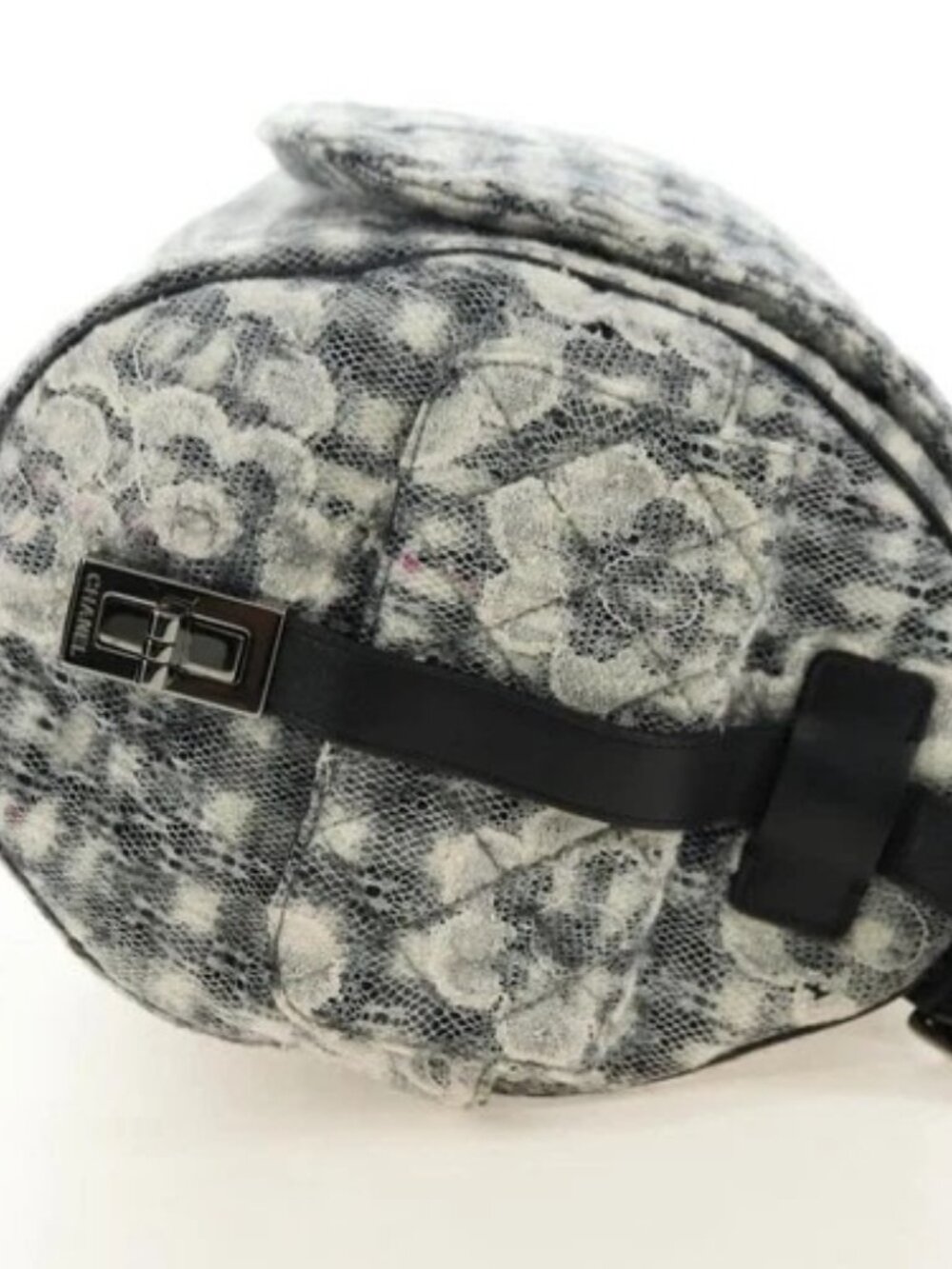 CHANEL Camelia 2.55 Chain Shoulder Bag Wool Tweed White Black CC Auth 181935SM - Picture 4 of 16